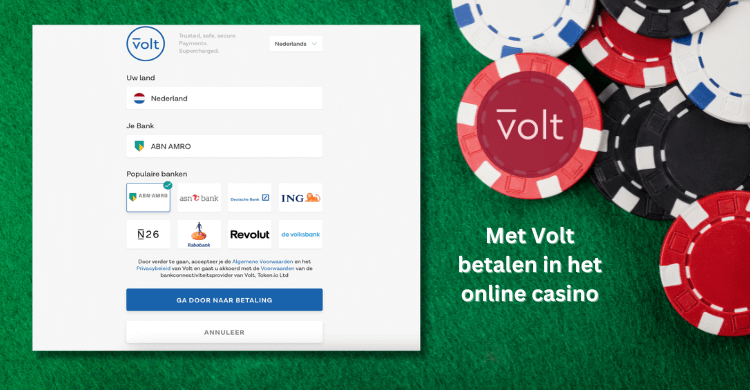 Met Volt online casino betalingen doen