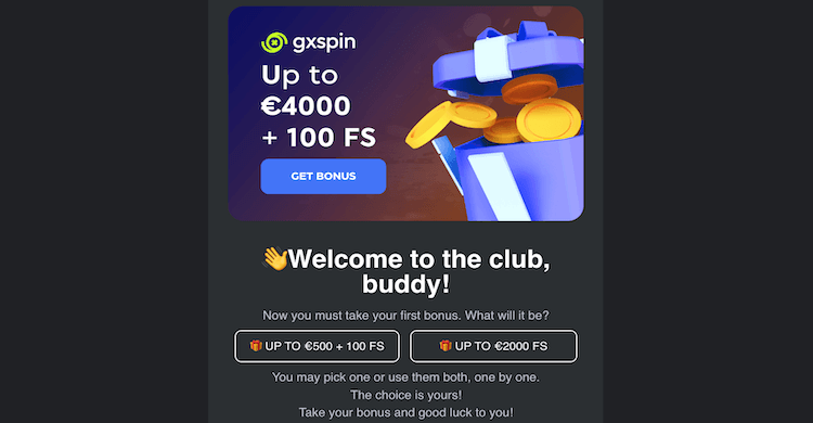 GXSpin casino bonus