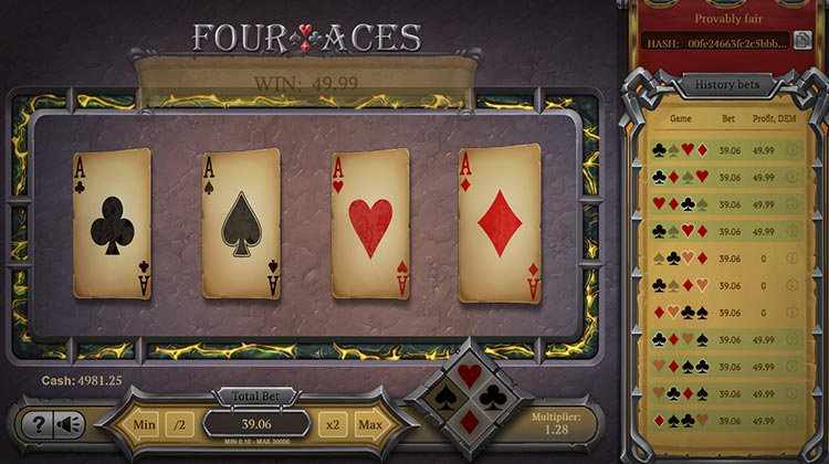 Four Aces voor echt geld spelen